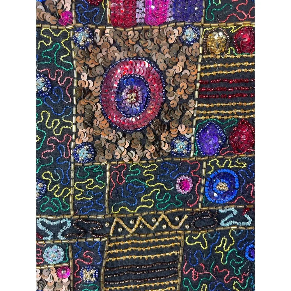 Vintage Lew Magram Artsy Beaded Sequin Cropped Multi Color Blazer Jacket Sz. S - Picture 5 of 9